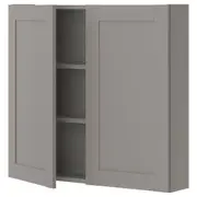 ENHET wall cb w 2 shlvs/doors, grey/grey frame, 80x17x75 cm