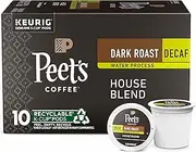 [Peet's Coffee] Dark Roast Decaf Keurig K-Cup Pods - Decaf House Blend 10 Count (1 Box of 10 K-Cup Pods)