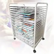 Art Drying Rack for Classroom,Studio Art Training Rack,Drying Easel,20 Removable Shelves,Stack Rack for Painting,Drawings,and More