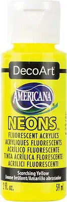 Americana Neons Fluorescent Acrylic Paint 2oz Scorching Yellow