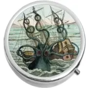 Kraken Octopus Ship Medicine Vitamin Pill Box