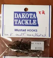 Mustad Hooks Size 8 Quantity of 25 Style #36243