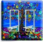 BLUE MEXICAN TREE OF LIFE FOLK ART 2 GFCI LIGHT SWITCH WALL PLATES BEDROOM DECOR