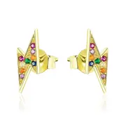 Sterling Silver Rainbow Lightning Bolt Stud Hypoallergenic Earrings
