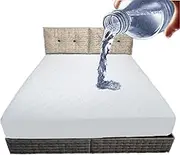 Cotton Mattress Protector, Waterproof Quilted with Anti-Allergy, Dust Mite Resistant, Soft and Quiet, Breathable (White, 160 x 200 cm)