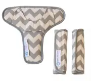 Keep Me Cosy® Pram Harness Strap Covers + Buckle Cosy*(patented) - Grey Chevron