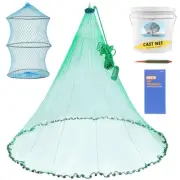 8.1ft Cast Nets for Fishing with Storage Bucket, Casting Nets for Bait Fish, Fre