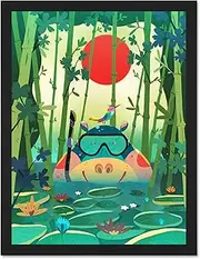 Jungle Animals Hippo Wall Large Framed Art Print Poster Wall Decor 18x24 inch