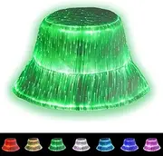 [lumisonata] LED Hat Rave Bucket Hat, Light up Crazy Hat 7 Colors Party Hat, Glow in The Dark Party Hat USB Rechargeable Festival Gear