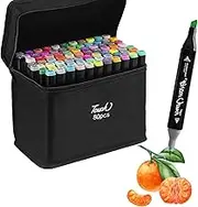 80 Colors Alcohol-Based Brush Drawing Markers, PIOGHAX Double Tipped Coloring Permanent Alcohol Art Markers with Case for Drawing, Sketching, Manga Comic Illustrations Cartoons