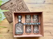 Custom Whiskey Set - Personalized Decanter and Whiskey Glasses. Anniversary gift