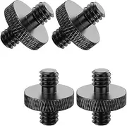 4 Pcs 1/4 Male to 1/4 Male Threaded Tripod Screw Adapter Double Head Stud Standard Mounting Thread Converter for Camera Tripod Mic Stand Mic Mount Light Stand DSLR Camera Shoulder Mount Camera Cage