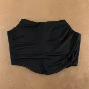 Naggoo Women's 2XL Black Boned Strapless Adele Mesh Zipper Crop Corset Top NWT