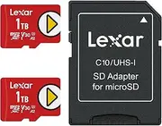 Lexar 1TB (2-Pack) Play Micro SD Card w/SD Adapter, UHS-I, C10, U3, V30, A2, Full HD, Up to 160/100 MB/s, Expanded Storage for Nintendo Switch, Gaming, Smartphones, Tablets (LMSPLAY001T-B2ANU)