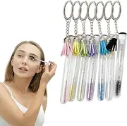 Eyelash Brush Tube with Keychain | Diamond Crystal Empty Eyelash Tubes Spoolies Makeup Brush,Lash Brush Eyelash Spoolies Brush Makeup Tool with Key Chain for Women