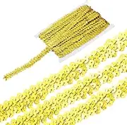 uxcell 5 Yards 0.8 Inch Elastic Sequins Trim 2 Row Flat Sequin Strip Paillette Fabric Ribbon for Crafts DIY Fringe Sewing Costume Dress, Radiant Gold