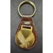 Winston Brown Leather Gold Eagle Key Ring Fob