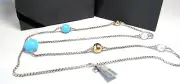 David Yurman SS & 14K XL Turquoise & Pearl Solari Chain Station 36" Necklace