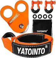 YATOINTO Off Road Recovery Kit 10 Ton Heavy Duty Snatch Block Pulley, Tree Saver Strap 3" x8' and 2pc D Ring Shackles 3/4" Recovery Winch Accessories for Car Truck SUV ATV