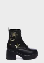[Koi Footwear] Gold Astro Star And Moon Chunky Boots