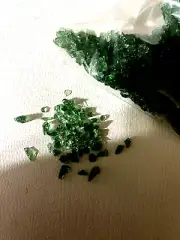 Vintage 4 Ounces Crushed Green Glass Crystals