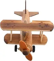 Wooden Airplane Ornaments Plane Vintage Airplane Model Plane Decor DIY Wood Craft Aeroplane Propeller Decorative Sculpture Vintage Biplane Decor Wood Biplane Wooden Light Brown