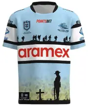 Cronulla Sharks Anzac Jersey Sizes Small - 5XL & Kids 6 - 14 NRL Classic 23