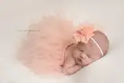 Light Peach Newborn Tutu and Flower Headband Set Newborn Photo Props
