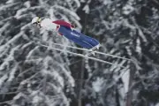 French ski jumper Nicolas Jean-Prost competes for the France team - Old Photo