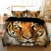 Orange Tiger Quilt/Duvet/Doona Cover Set Single Double Queen King Size