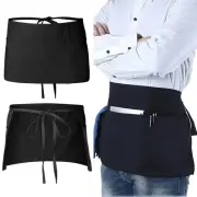 3 Pockets Half Apron Black Short Half Waist Apron Waist Apron Cafe Shop