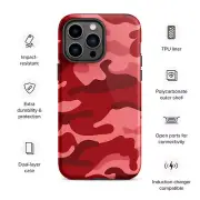 For iPhone 11, 12, 13, 14 Mini, Plus, Pro, Pro Max Camouflage Red iPhone Case