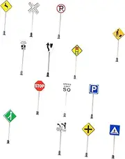MUSISALY 14pcs Simulation Road Sign for Sand Table Realistic Miniature Traffic Signs Roadblocks Material for Architectural Layouts Train Models