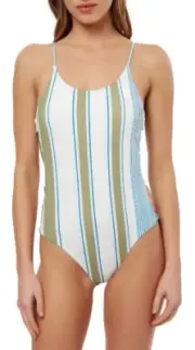 O'Neill L20019 Womens Ivory Carly Stripe One-Piece Swimsuit Size Large