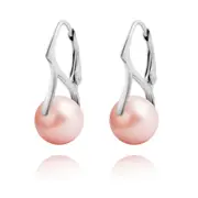 Silver Heart Earrings Rose Peach
