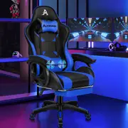 ALFORDSON Gaming Office Chair Massage Racing Computer Seat Footrest Leather Blue