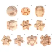 IQ Brain Teaser Kong Ming Lock Wooden Interlocking Burr 3D Puzzles Game Toy B^dm