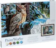 PaintWorks Horned Owl Paint by Number Kit, Multi-Color