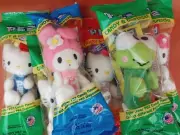 You Choose PEZ Dispenser Hello Kitty/My Melody/Keroppi Plush Keychain with Candy