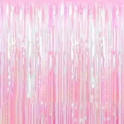 Backdrop Curtain,3FT x 8FT Metallic Tinsel Foil Fringe Curtains Photo Booth Background for Party Birthday Wedding Engagement Bridal Decorations (Multicolor,2 Pack)