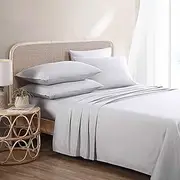 [Tommy Bahama] Queen Sheet Set, 6-Piece Set, Luxurious Sateen Cotton-Rich Bedding Set, Tropical Home Décor with Bonus Pillowcases (Solid Grey, Queen)
