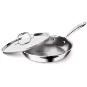 Milton 24 cm Frying Pan, Triply Stainless Steel with Lid, 1.7 Litre