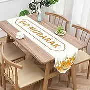 Ramadan Mubarak Table Runner Linen Eid Mubarak Table Cloth Ramadan Kareem Table Runner Ramadan Decoration for Home Table Islam Muslim Party Decoration Party Favor