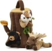 Unipak 9" Tree House with Three Finger Puppets: Black Bear, Chipmunk, and Elk