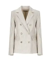 D.exterior Double-Breasted Blazer 40 White