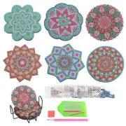 Diamond Art Coasters, 6 PCS Diamond Art Painting Coasters Holder, Mandala