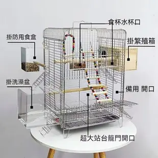 不鏽鋼鳥籠 鸚鵡籠子 八哥鷯哥畫眉文鳥玄鳳牡丹虎皮鸚鵡 鸚鵡繁殖 鴿籠 鳥外出籠 繁殖鳥籠 鸚鵡用品 清潔防濺