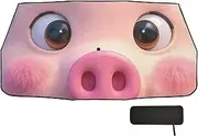 Cute Cartoon Pig Face Light Red uv Protection Umbrella Folding Reflective Sun Shade Organizer Shades for Vehicles car Sun Protector Solar para carros