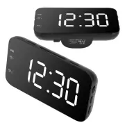 (White)LED Digital Alarm Clock Portable Desk Clock With Snooze For Bedroom H