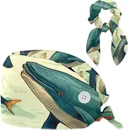 [YTYVAGT] Scrub Caps Women,Scrub Hats Suitable for Women,Art Whale Animal Pattern